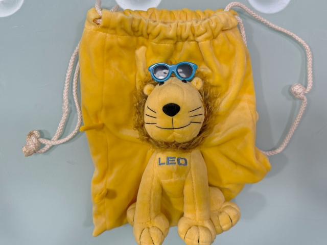早期國眾電腦LEO獅子絨毛束口懷舊收藏背帶